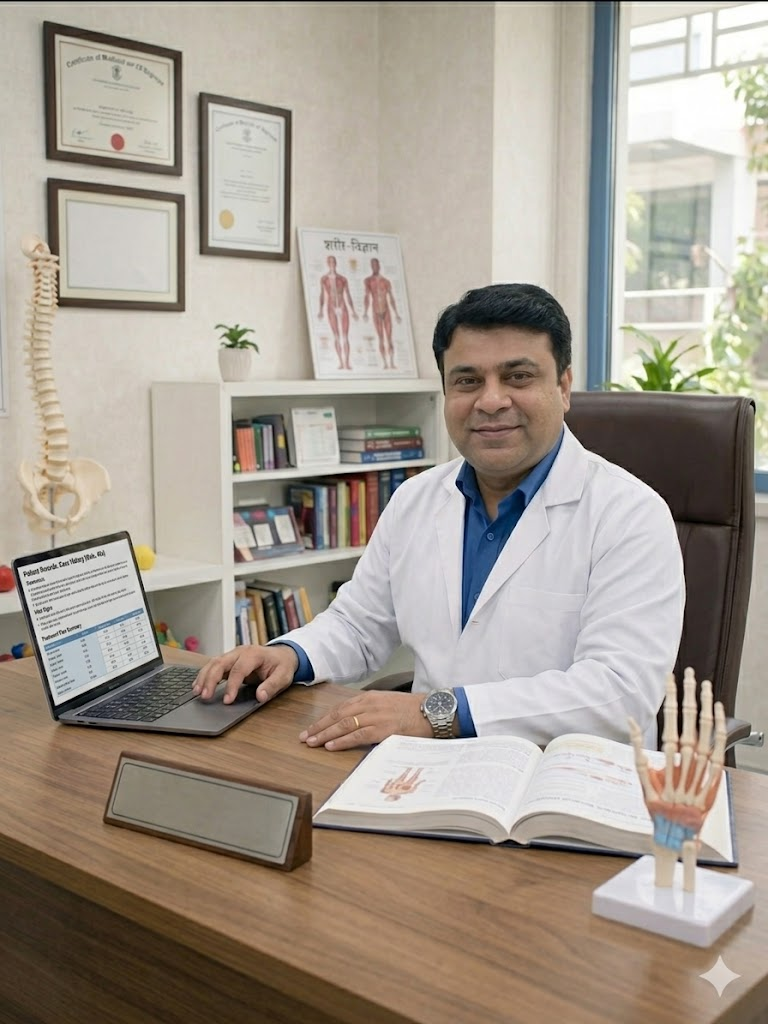 Physiotherapist working with patient